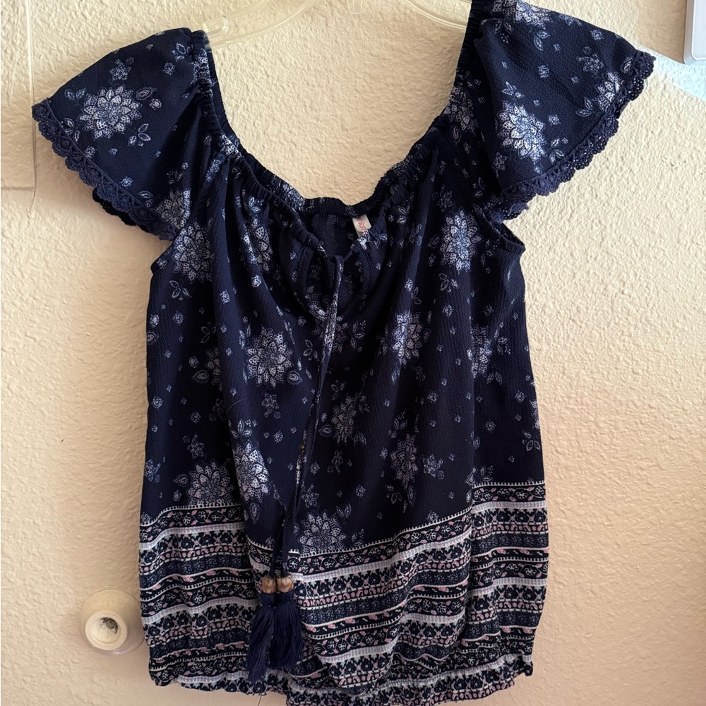 Xhilaration boho off shoulder milkmaid peasant top